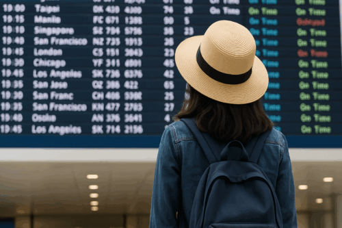 スマホでバリ島旅行のスケジュールをチェックする様子