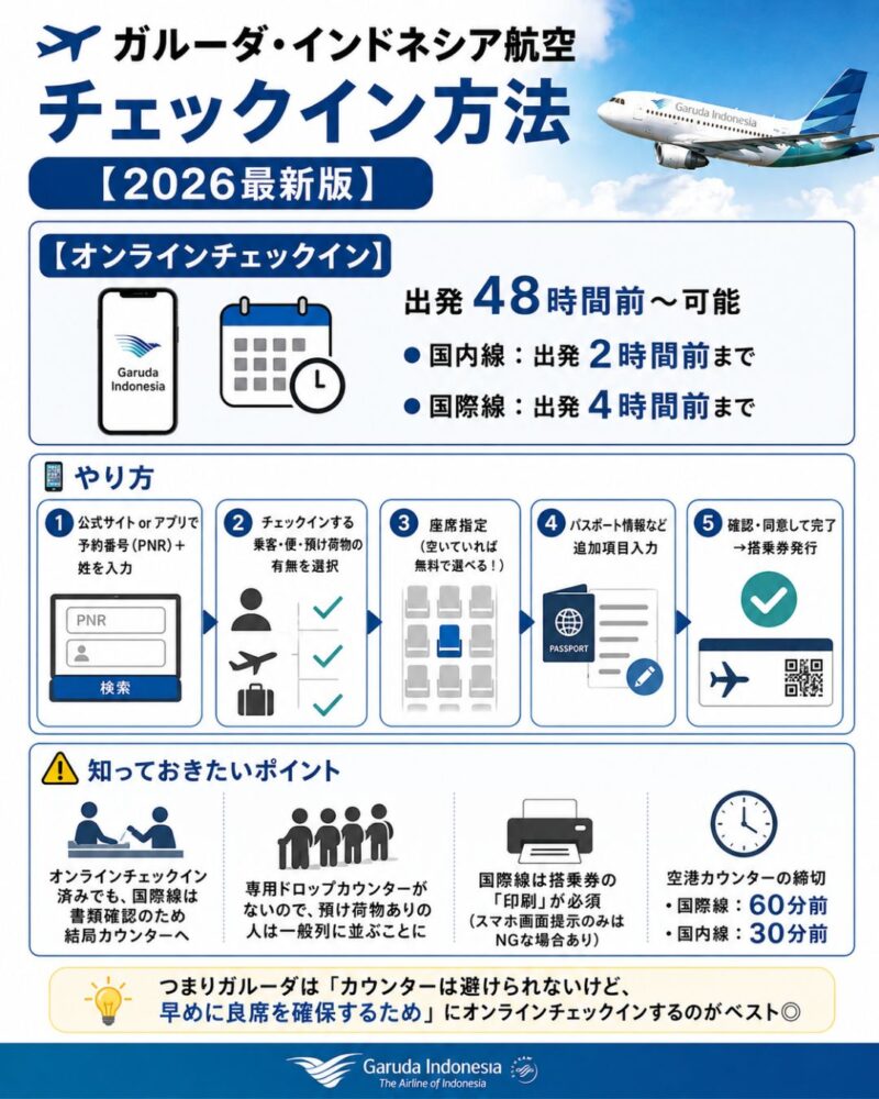 ガルーダインドネシア航空のチェックイン方法