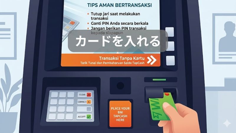 ATMにカードを入れる