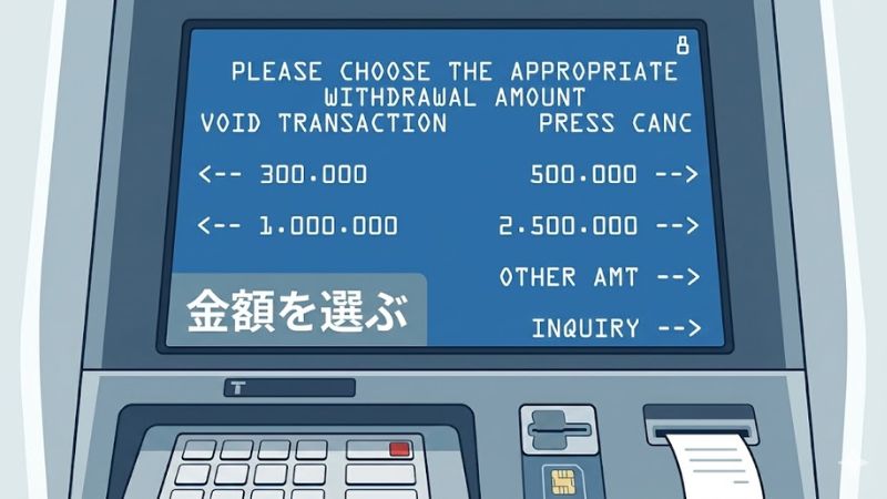 ATMの画面に必要金額を入力