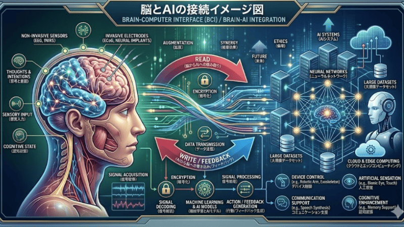AIを人間の脳とシンクロさせるイメージ図