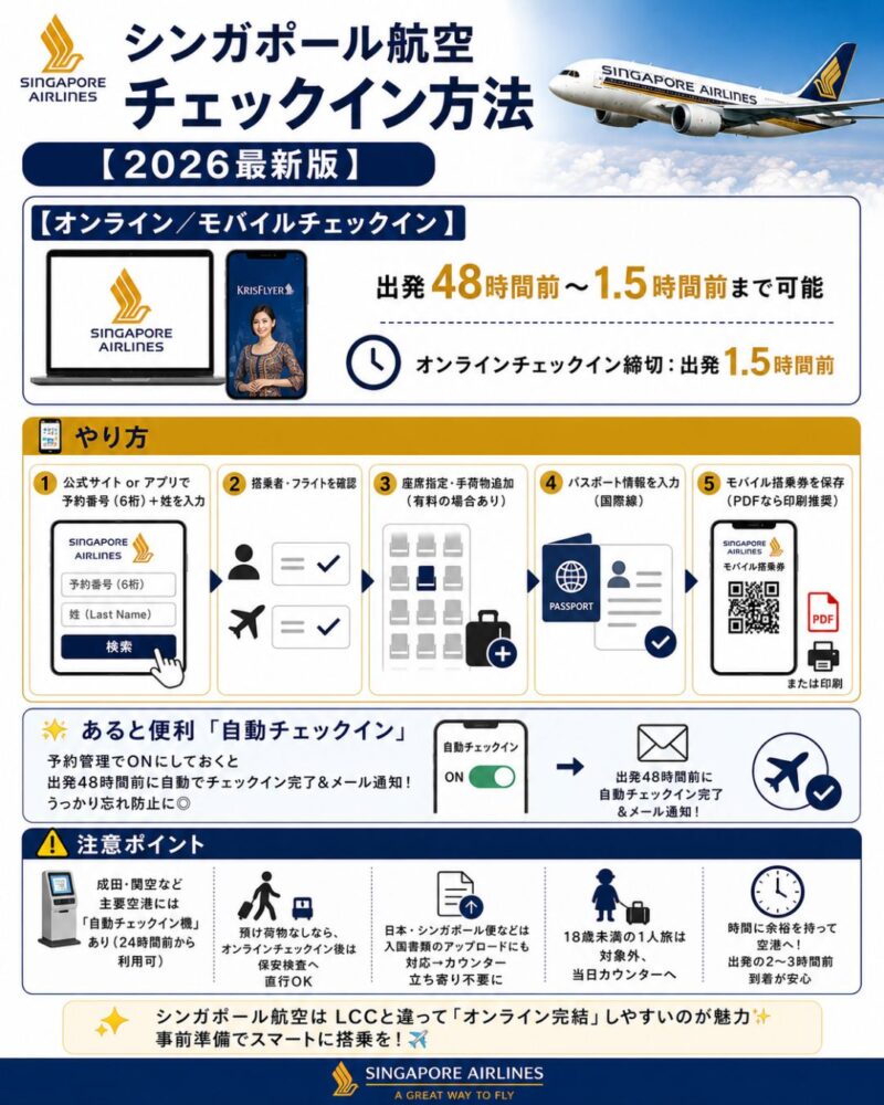 シンガポールエアラインのチェックイン方法